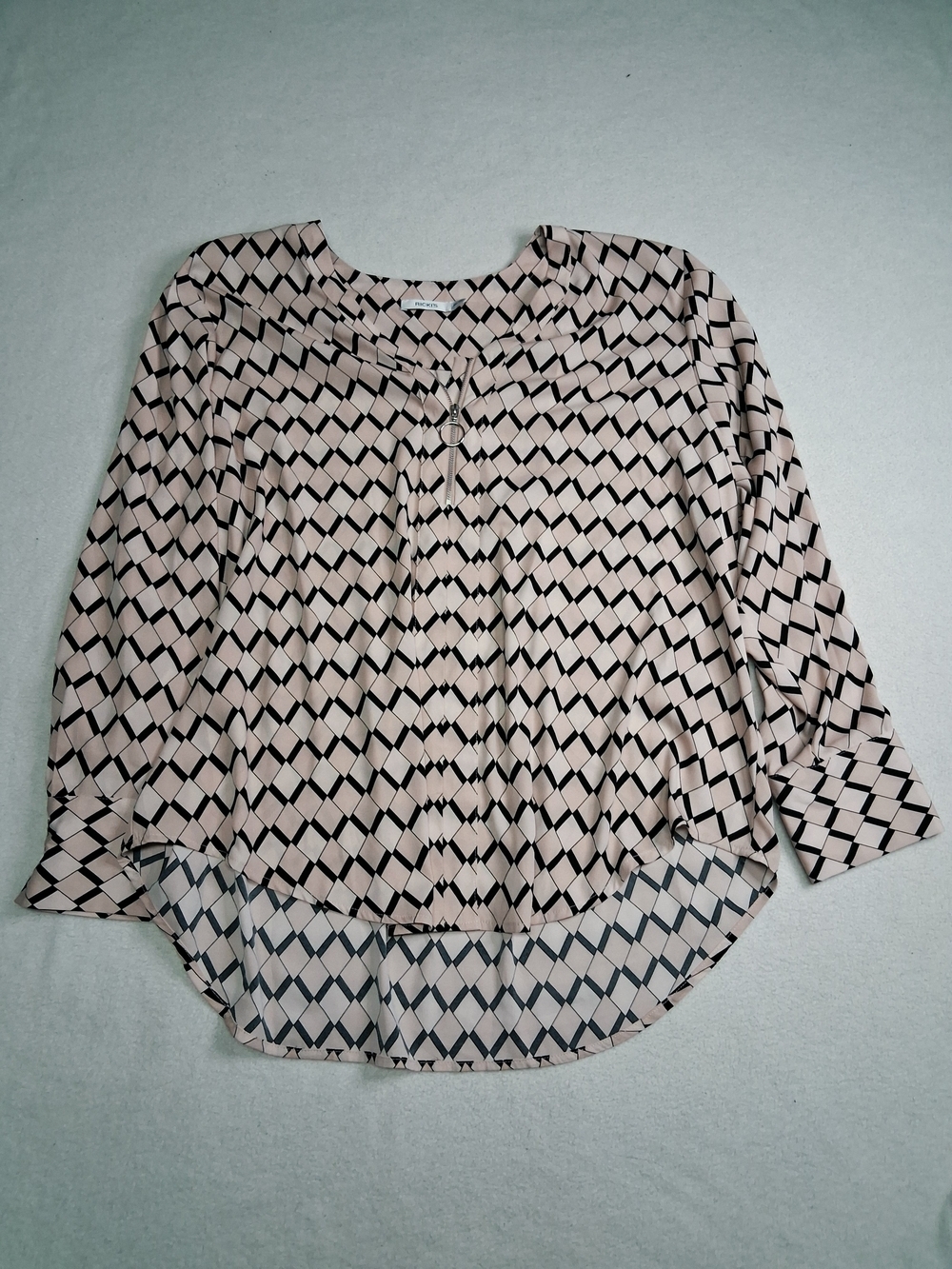 Ricki's Blush Pink & Black Geometric Button-Front Blouse